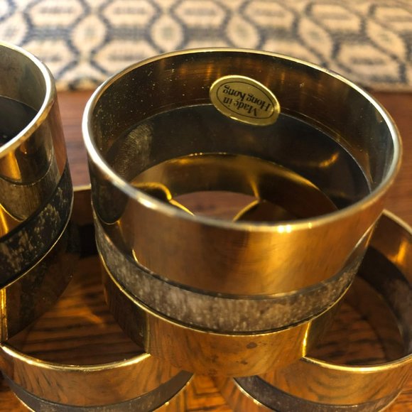 Napkin Holder Rings Gold Silver Hong Kong Set of 8 Vtg Original Retail 2.99 ea - Picture 5 of 5